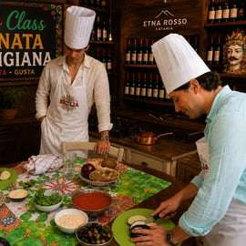 Catania, clase de cocina vegetariana con caponata y parmigiana siciliana